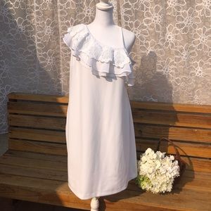 Calvin Klein white dress wedding party